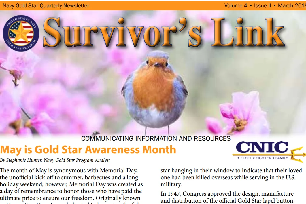 Gold Star Spouses Day: April Newsletter Idea
