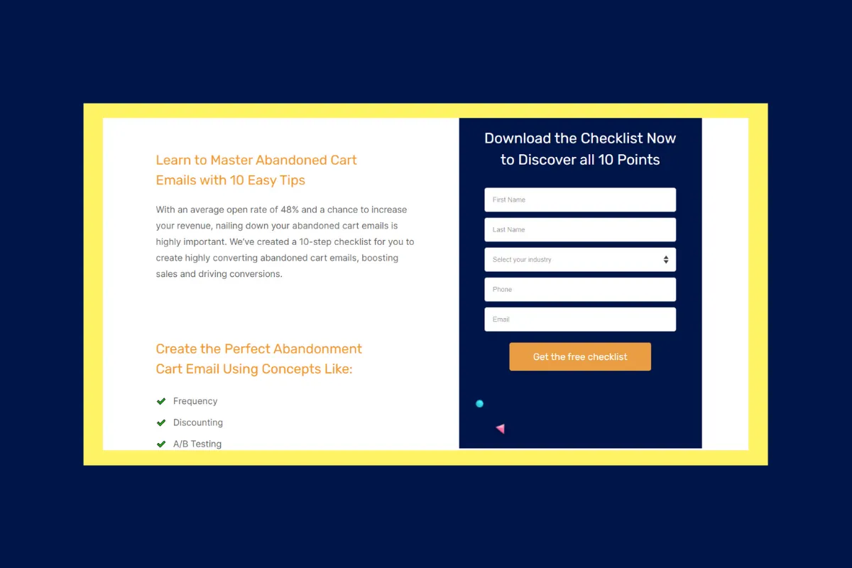 Abandoned cart landing page by Mailmunch