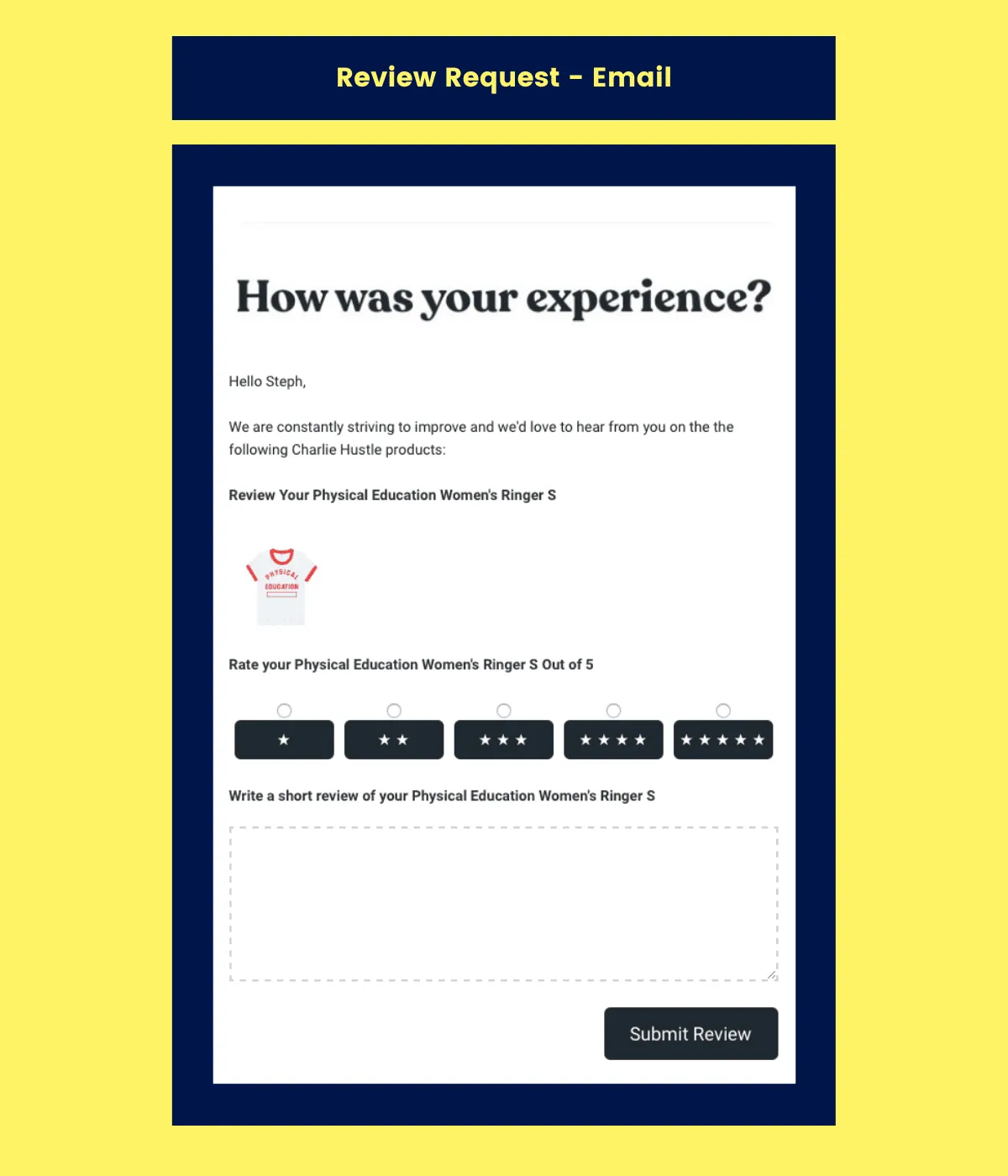 Charlie Hustle Clothing Co. keeps it real with review-request email