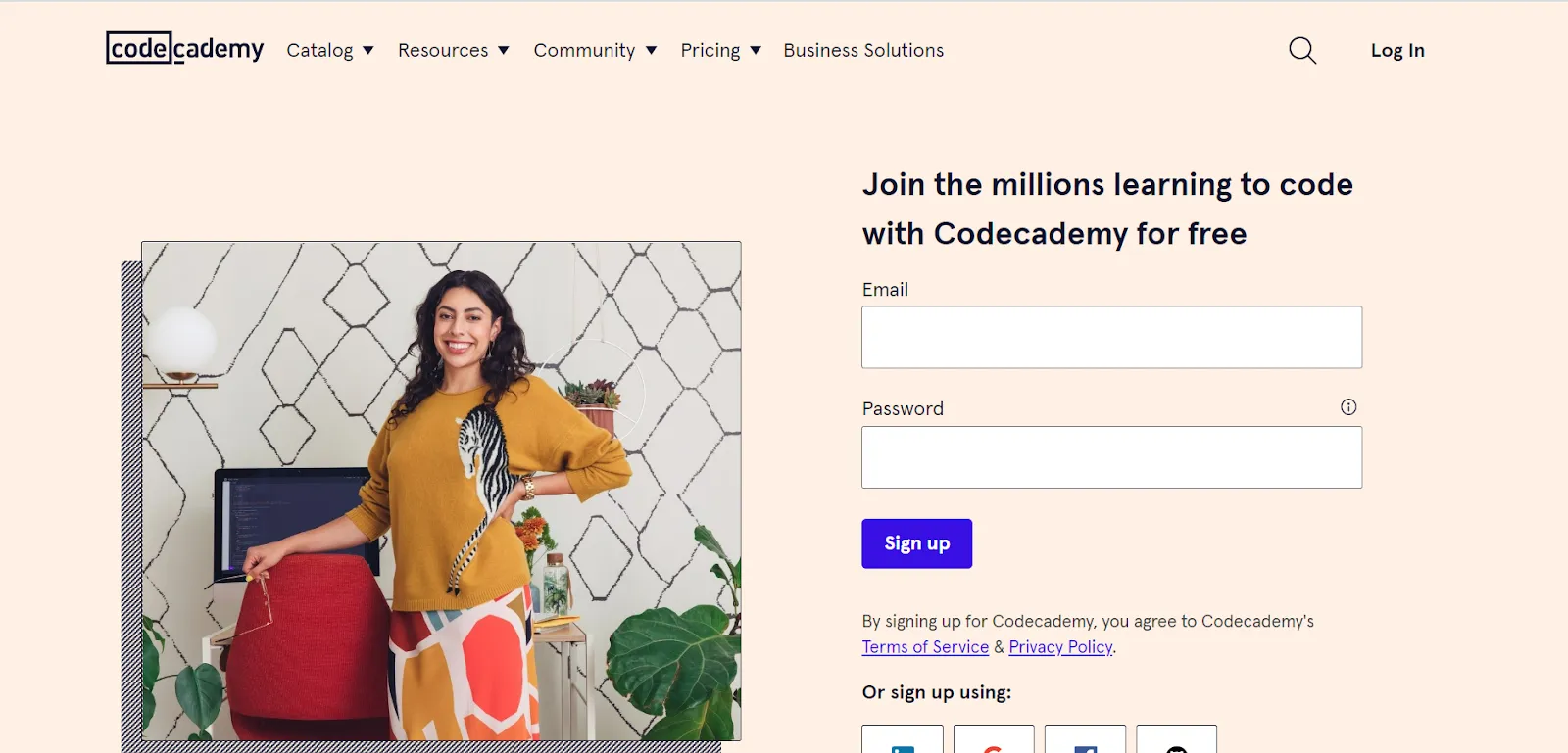 Lead capture example: CODECADEMY