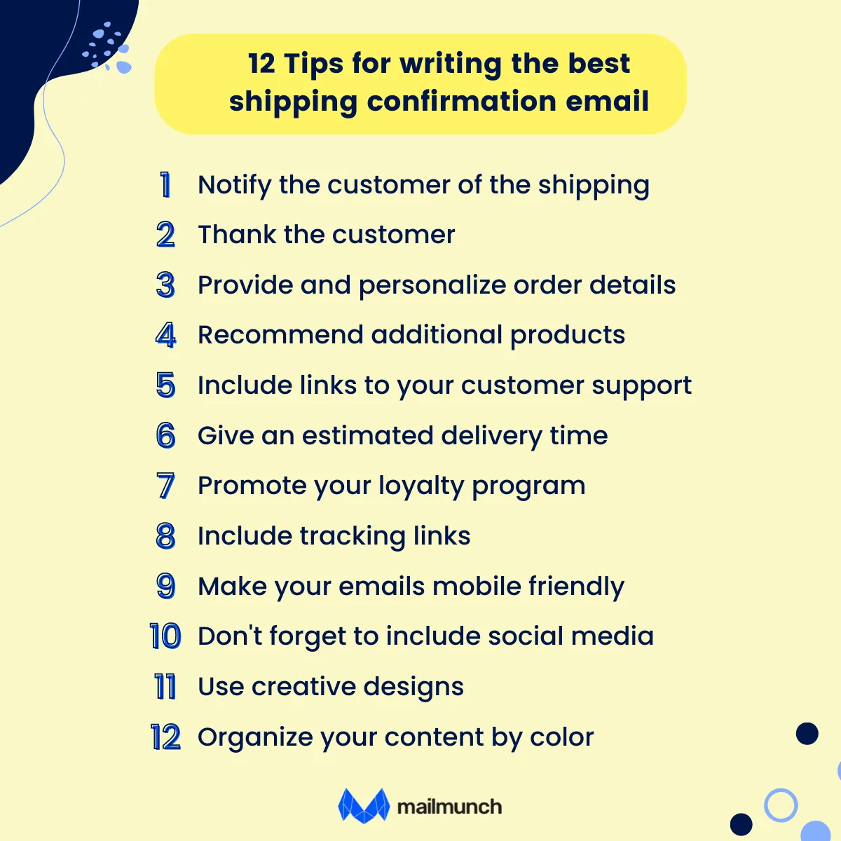 Infographic: 12 Tips for writing the best shipping confrmation email
