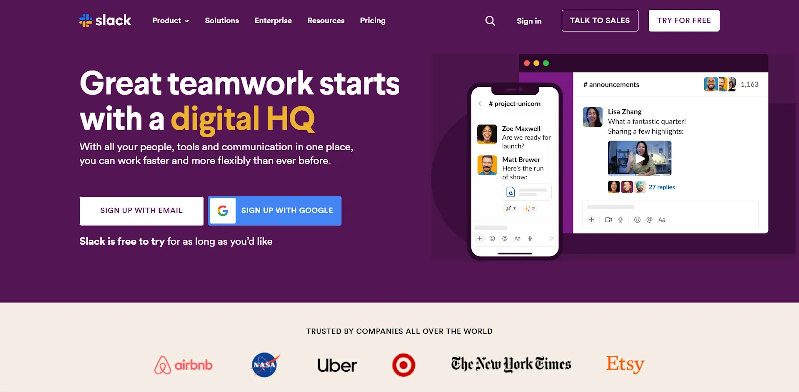 Marketing tool: Slack