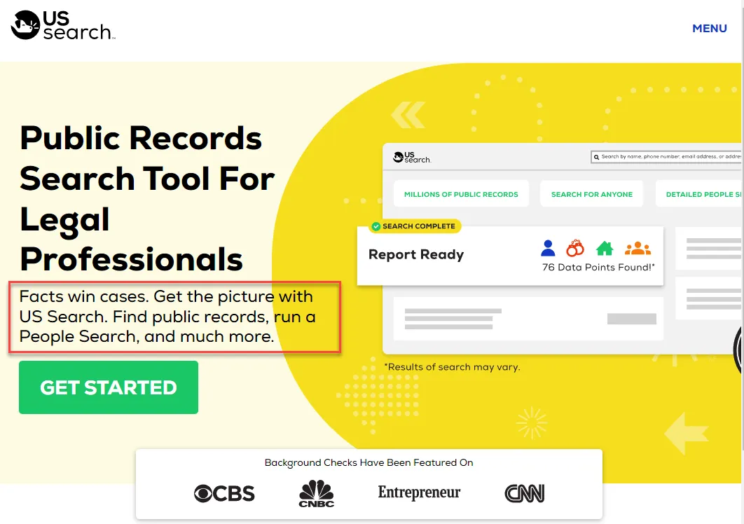 US Search - CTA example