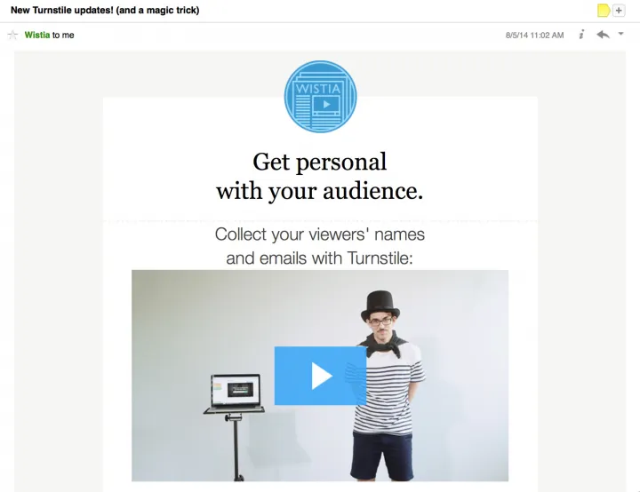 idearocket's email with embedded video