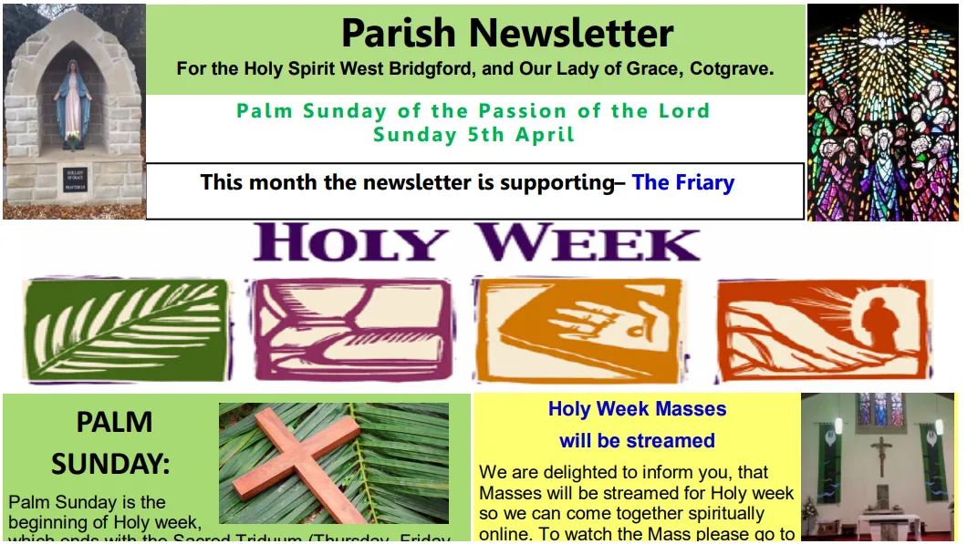 Palm Sunday: April Newsletter Ideas