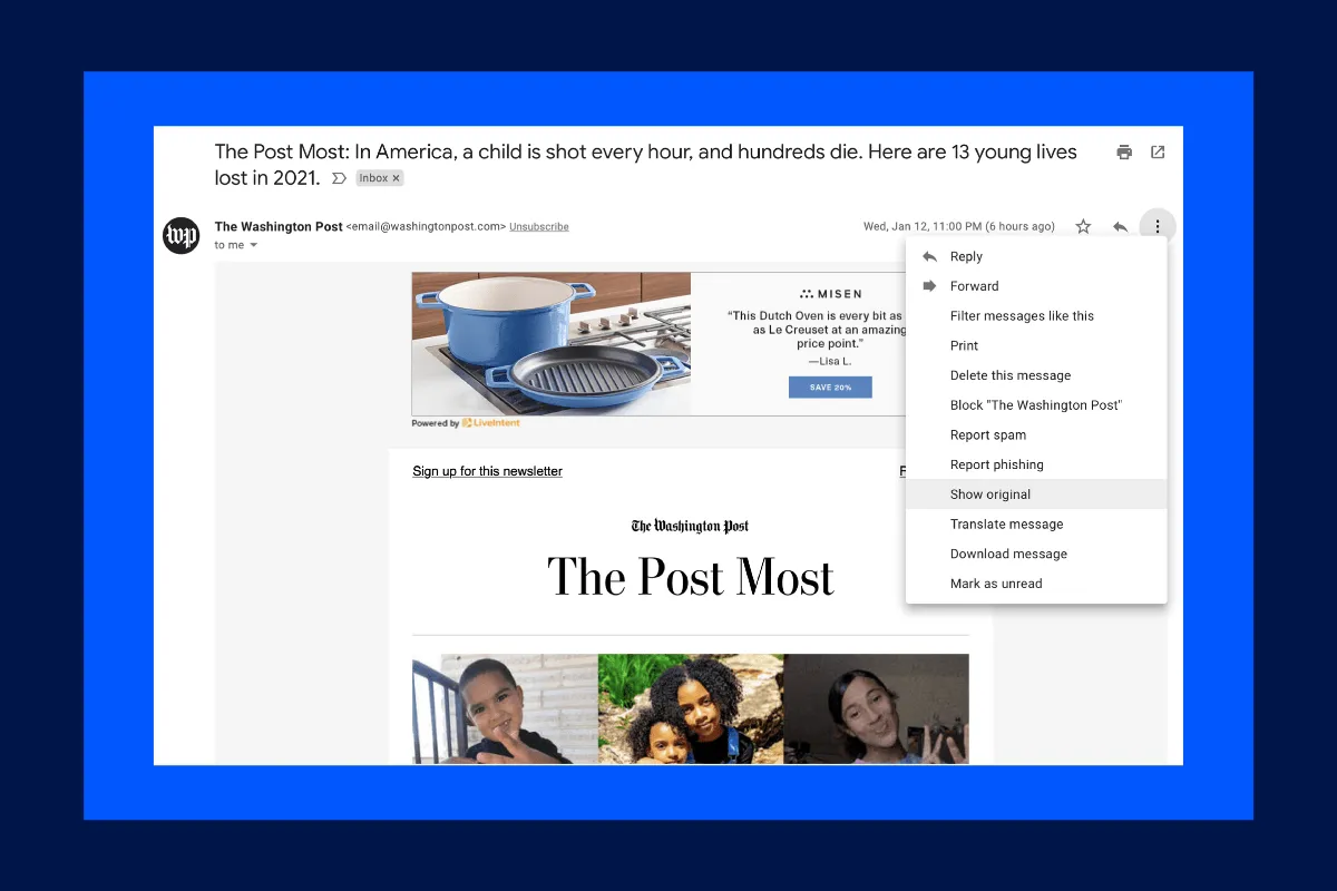 Gmail header