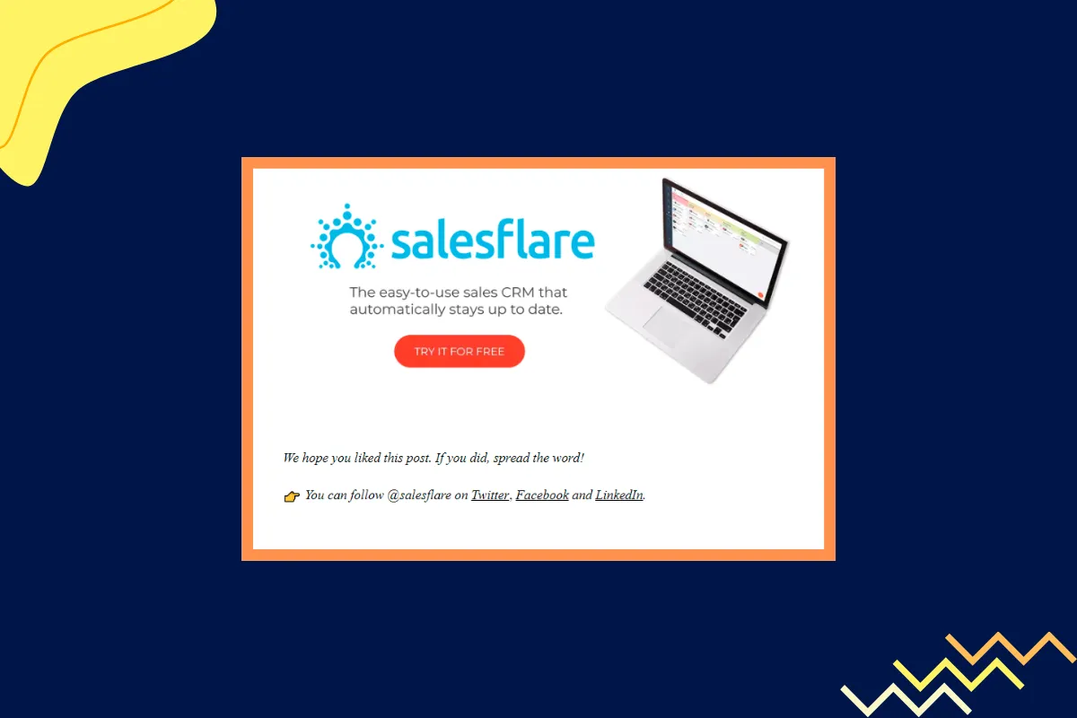 Limited use of CTA: Salesflare example