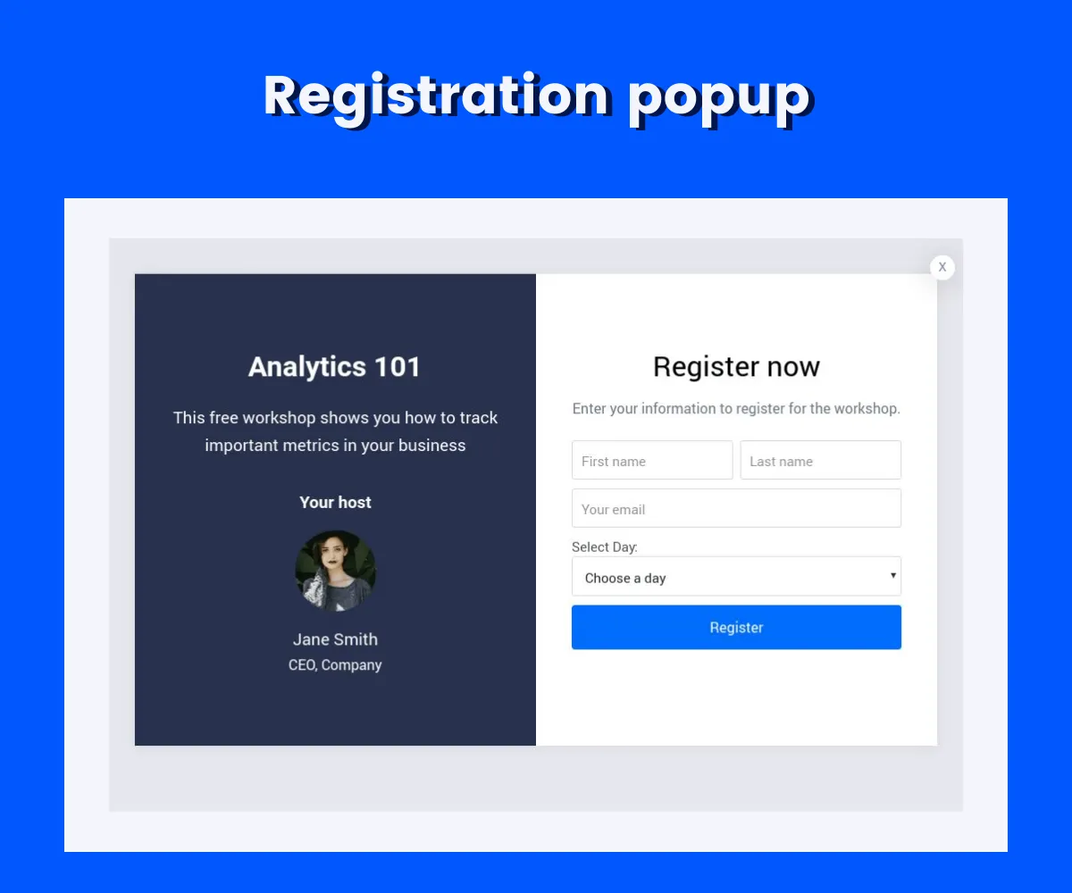 registration popup