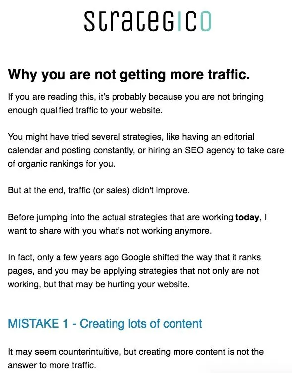 Strategico Email Subject Line Example