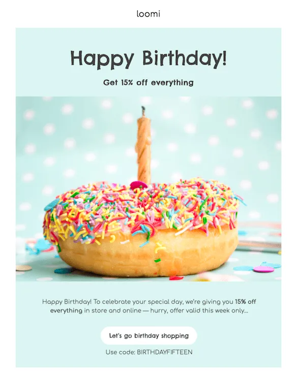 Post-purchase email: Birthday and milestone emails