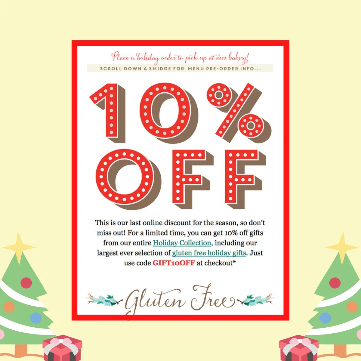 Top mood lifting Christmas emails: Harvard Sweet Boutique's example