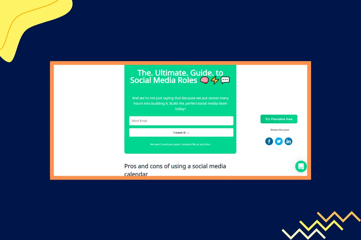 Planable: Content intent example