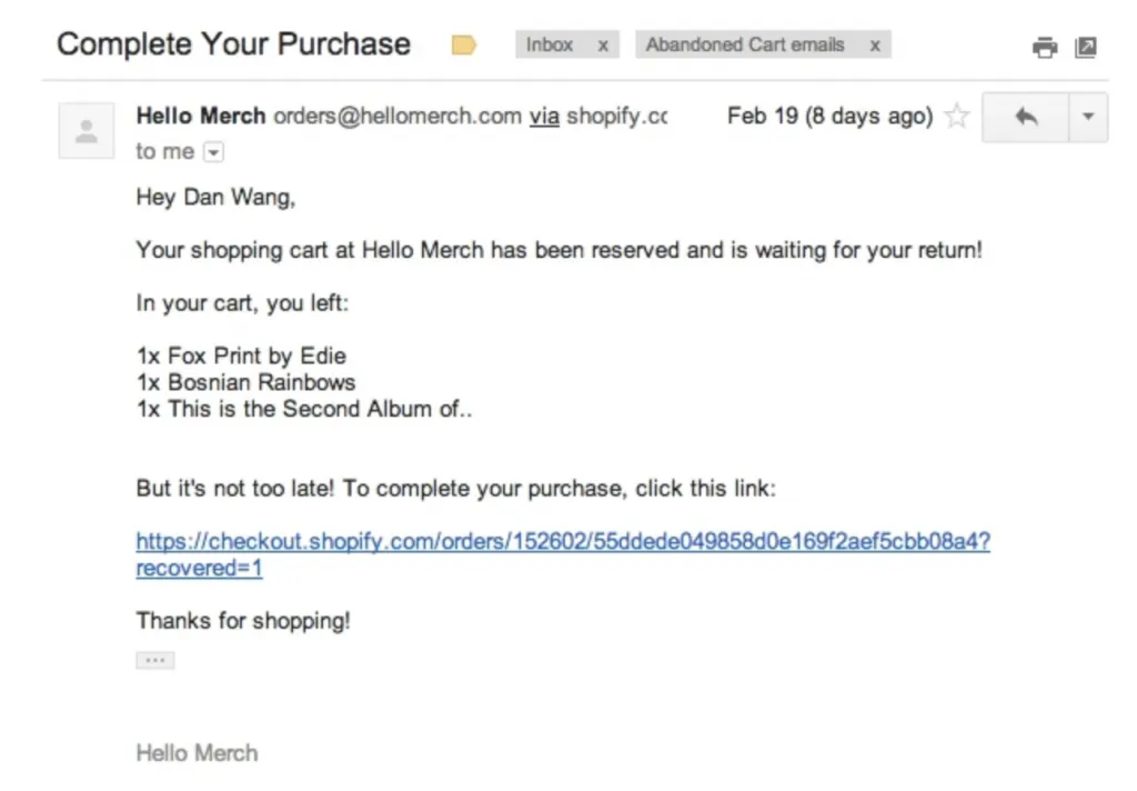 email screenshot