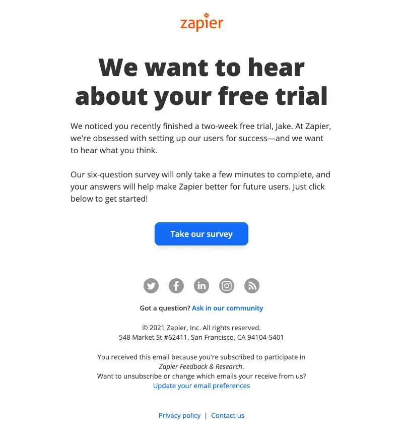 Request for review example