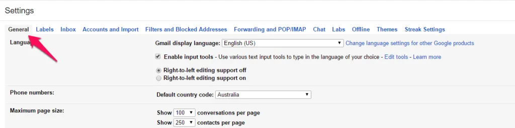 Gmail Settings General