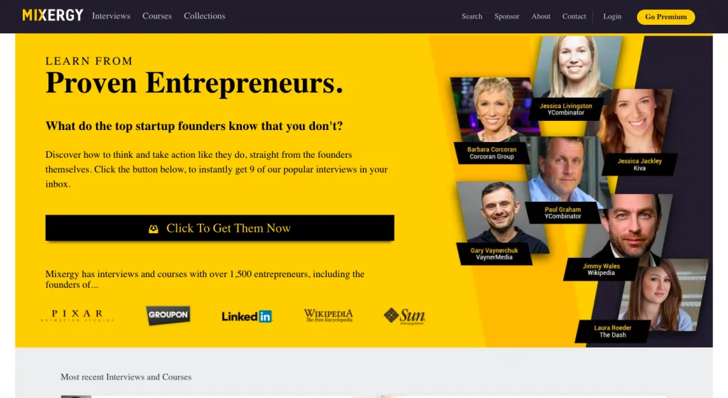 mixergy landing page