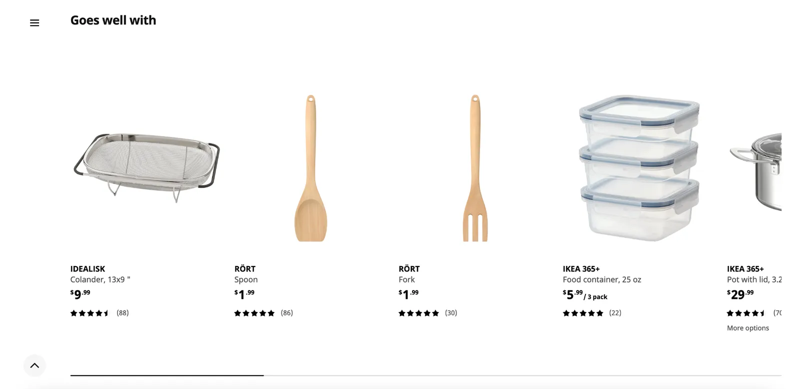 Image showing related products on Ikea