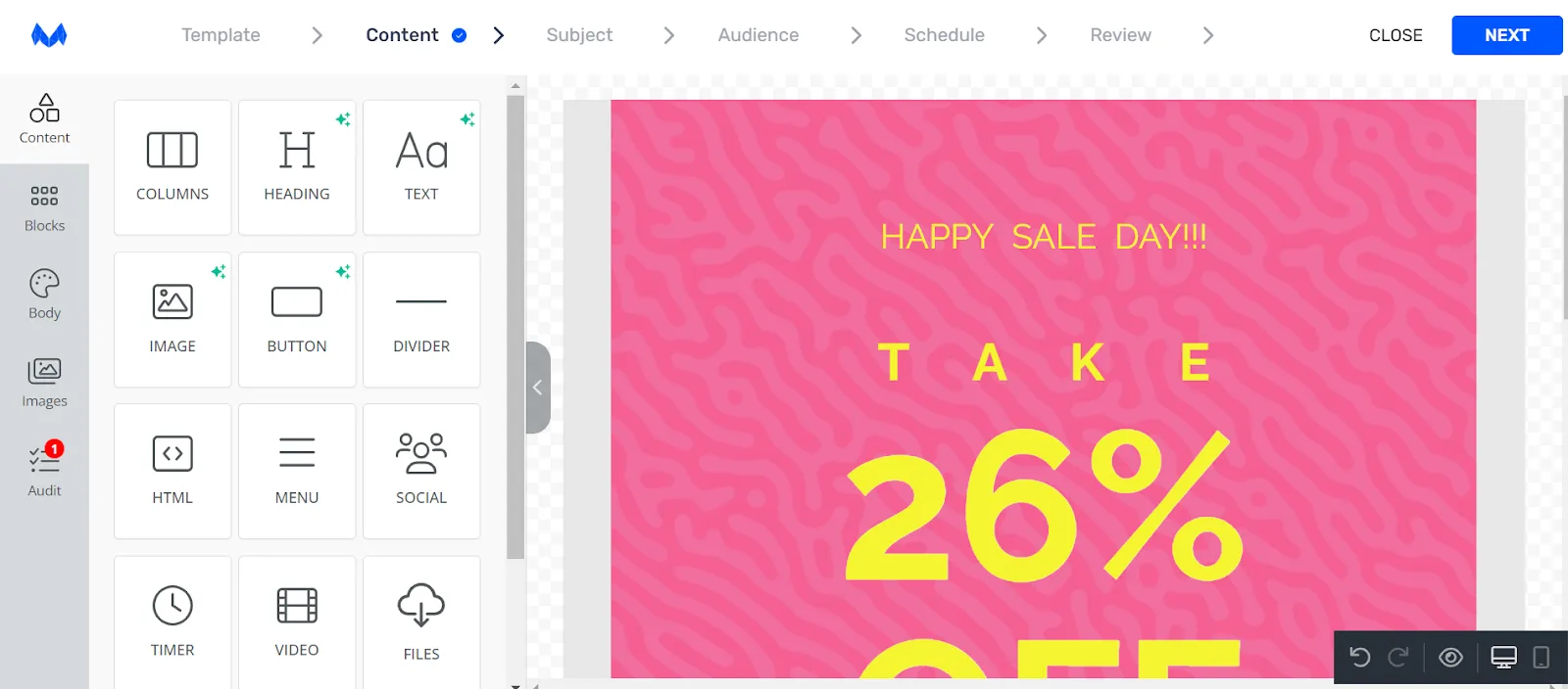 Mailmunch's email builder