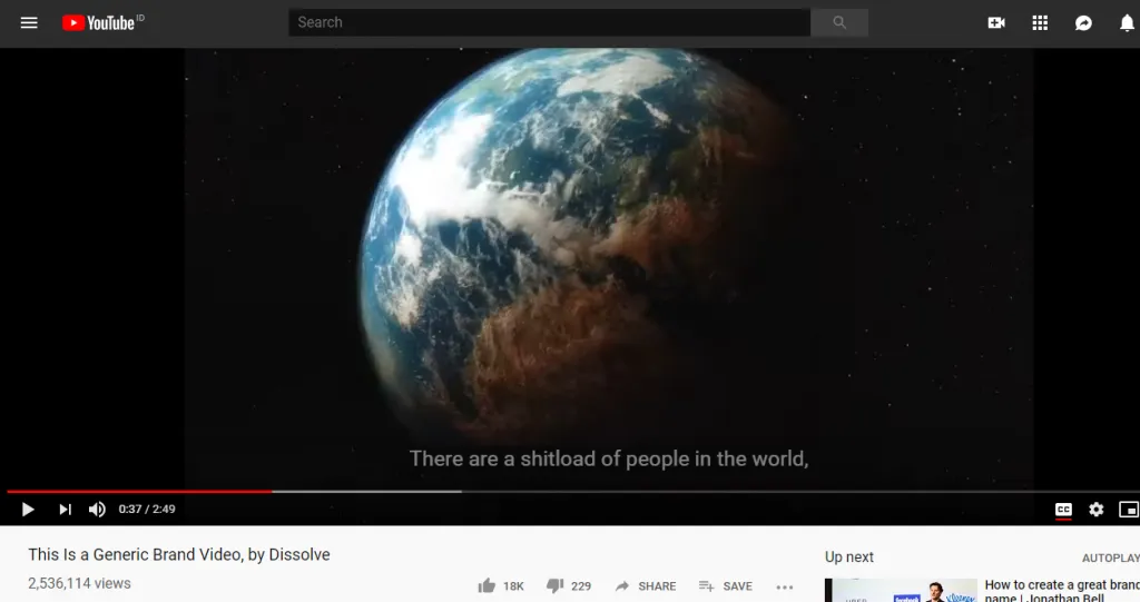 screenshot of Dissolve's parody video on youtube