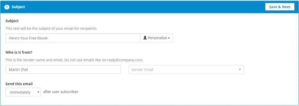 Autoresponder subject