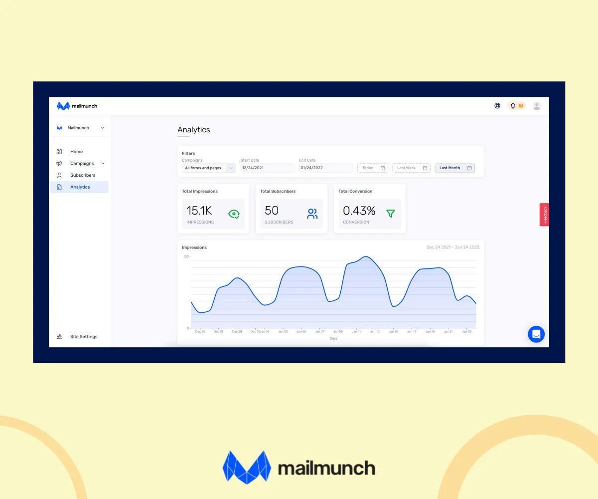 Analytics Screenshot by Mailmunch