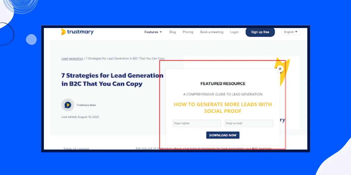 B2C lead generation examples: Gated content by Trustmary