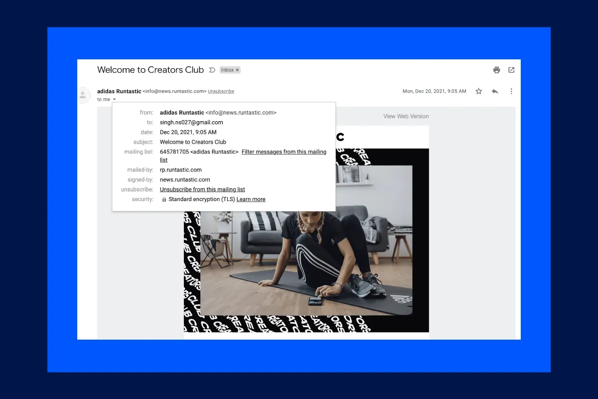 Email header example